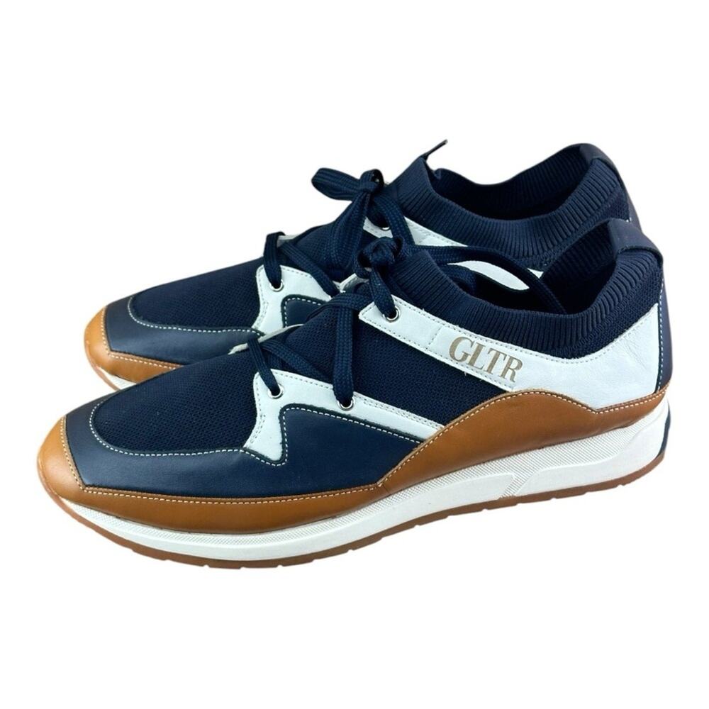 Galizio Torresi Men’s Designer blue  Leather Casual Sneakers size 9 42 EU